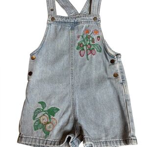 Stella McCartney Kids Denim Overalls with Floral Embroidery